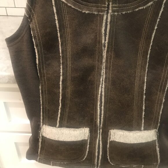 Kuhl Vest Womens Small Dani Sherpa Brown Suede Shearling Lined Jacket Fleece - Picture 4 of 13